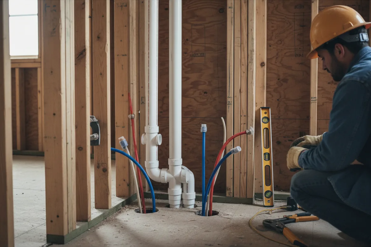 Drain and supply rough-in during Drain Cleaning in Rueter