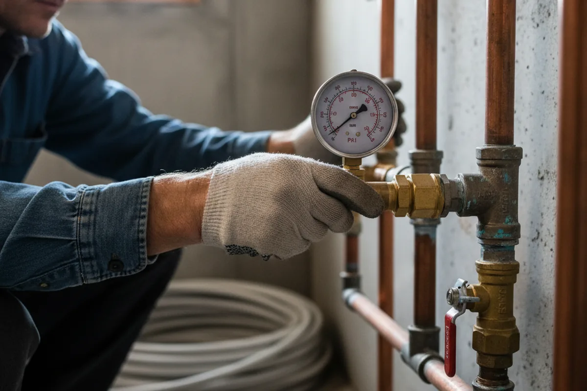 Pressure testing a repaired line during Water Line Repair in Rueter